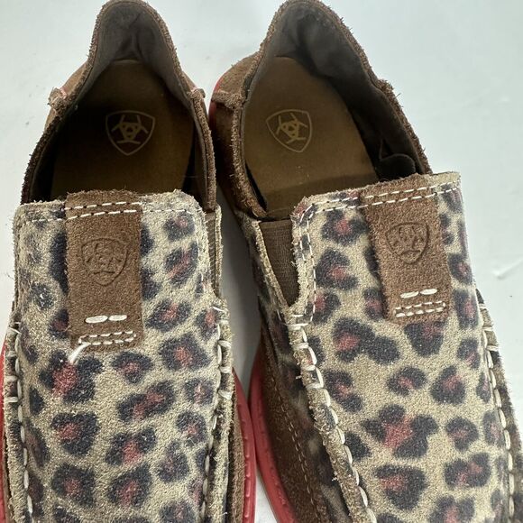Girls Kids Ariat Cruiser Pull On‎ Brown Suede Leopard Aztec Shoes Size US 12.5 - Picture 7 of 10